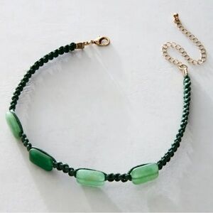 NWT Free People Sweet Carolina Boho Choker Necklace Jade Green